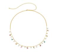 HAODUOO Decor Waist Chain, Waist Belt Chains for Women Cherry Cubic Zirconia Belly Chain for Women Waist Belts(Waist Chaingold)