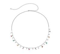 HAODUOO Decor Waist Chain, Waist Belt Chains for Women Cherry Cubic Zirconia Belly Chain for Women Waist Belts(Waist Chainsilver)