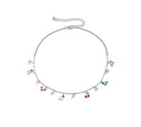 HAODUOO Decor Waist Chain, Waist Belt Chains for Women Cherry Cubic Zirconia Belly Chain for Women Waist Belts(Necklacesilver)
