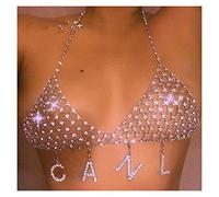 HAODUOO Design Crystal Chain Mesh Bodysuit Sexy Bra and Underwear Jewelry for Women Fashion Bikini Jewelry Lingerie Body Jewelry for Women