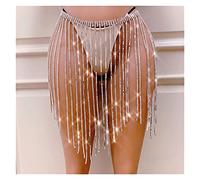 HAODUOO Design Sexy Crystal Bra Thong Fashion Bikini Body Jewelry Bling Rhinestone European and American for Women Sexy(Bra,Silver)