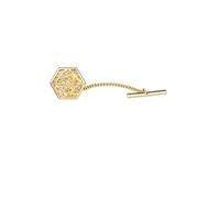 HAODUOO Hexágono Rosa flor fijo corbata Clip cadena Collar Pin boda vestido broche Decoración
