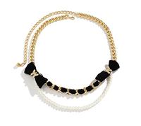HAODUOO High Waisted Chain Bikini, Waist Body Chains for Women Elegant Butterfly Bowknot Belly Chains for Women Sexy Belts(Gold Black)