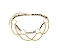 HAODUOO High Waisted Chain Bikini, Waist Body Chains for Women Simple Cross Chain Tassel Belly Chains for Women Sexy Belts(Gold)