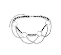 HAODUOO High Waisted Chain Bikini, Waist Body Chains for Women Simple Cross Chain Tassel Belly Chains for Women Sexy Belts(Silver)
