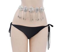 HAODUOO Indian Body Metal Belly Dance Dress Belt Chains Long Tassel Carved Flower Waist Chain Women