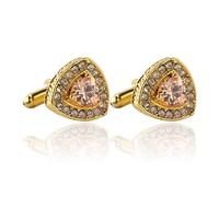 HAODUOO Jewelry Crystal Men's Enamel Shirts Cufflink Rhinestones French Cuff Gold Color Cufflinks (A