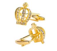 HAODUOO Jewelry Cufflinks Gold Crown Crystal Rhinestone Men's Metal Cufflinks European and American Fashion French Shirt Cuff Button Cufflinks
