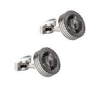 HAODUOO Jewelry Cufflinks High Grade Round Double Layer Electroplated Metal Cufflinks Wholesale Men's Gold Plated French Cufflinks