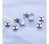 HAODUOO Jewelry Cufflinks Men's Cufflinks 6-Piece Dress Cufflinks Fashion Round Shell Cufflinks Cuff Nails Tuxedo Placket Buttons