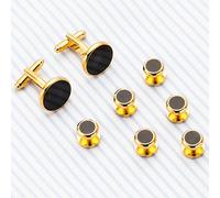 HAODUOO Jewelry Cufflinks Men's Cufflinks Business Tuxedo Cuff Studs Round Cufflinks 8-Piece Dress Placket