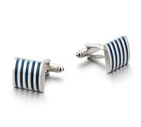 HAODUOO Jewelry Cufflinks Men's Cufflinks Shirt Cufflinks Business Cufflinks Blue Striped Cufflinks Cufflinks for All Kinds of Shirts