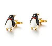HAODUOO Jewelry Cufflinks Men's Shirt Cufflinks French Dress Cuff Gold Penguin Cufflinks Animal Shaped Cuff Studs