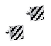 HAODUOO Jewelry Cufflinks Men's Shirt Cufflinks High Grade Square Black Corrugated Enamel Metal French Cufflinks