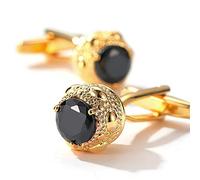 HAODUOO Jewelry Cufflinks Men's Shirt Cufflinks Light Luxury Set Black Zircon Round Gold Silver Cuff Nails
