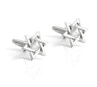 HAODUOO Jewelry Cufflinks Men's Shirt Cufflinks Plating Silver Six Star Metal Cufflinks Men's French Cufflinks