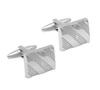 HAODUOO Jewelry Cufflinks Men's Shirt Cufflinks Rectangular Twill Electroplated Silver Metal Cufflinks French Shirt Cufflinks