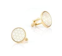 HAODUOO Jewelry Cufflinks Men's Shirt Cufflinks Round Gold Enamel Metal Cufflinks French Shirt Cufflinks