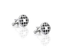 HAODUOO Jewelry Cufflinks Men's Shirt Cufflinks Round Grid Pattern Oil Dripping Enamel Metal Cufflinks Men's French Cufflinks