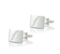 HAODUOO Jewelry Cufflinks Men's Shirt Cufflinks Square Electroplating Silver Smooth Brushed Concave Metal Cufflinks Men's French Cufflinks