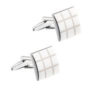 HAODUOO Jewelry Cufflinks Men's Shirt Cufflinks Square Well Grid Electroplated Smooth Cufflinks French Shirt Cufflinks