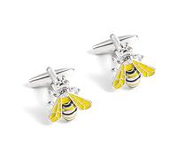 HAODUOO Jewelry Cufflinks Men's Shirt Cufflinks Yellow Paint Insect Bee Metal Cufflinks Men's French Shirt Cufflinks
