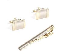 HAODUOO Jewelry Cufflinks Plain Metal Tie Clip Cufflinks Set Collar Clip Cufflinks Set