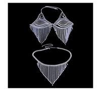 HAODUOO Leg Chain Flower Crystal Bra and Thong for Women Sexy Rhinestone Bikini Jewelry Underwear Chain Luxury Accessories