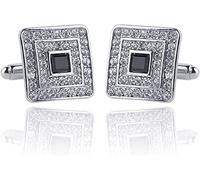HAODUOO Mens Cufflinks Elegant Style Cuff Tuxedo Cufflinks, Creative Men's Cufflinks, French Style Diamond Cufflinks Shirt Stud Cufflinks(Silver)