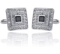 HAODUOO Mens Cufflinks Elegant Style Cuff Tuxedo Cufflinks Wild Rinstone Square Cuff Nail Sleeve Men's Cufflink Buckle Cufflinks(Silver)