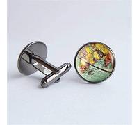HAODUOO Mens Cufflinks Elegant Style Cuff Vintage Earth World Map Cufflink Botang Love Planet Art Photo Crystal Glass Dome Shirt Cufflinks Male Personality Clothing Accessories