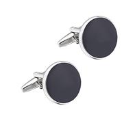 HAODUOO Men's Shirt Cufflinks Black Round Gutta Enamel Cufflinks Simple French Shirt Cufflinks