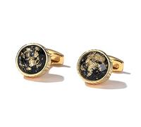 HAODUOO Men's Shirt Cufflinks Fashion Personality Gold Round Table Color Pattern Shirt Cuff Nails