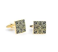 HAODUOO Men's Shirt Cufflinks Gold Square Vintage Roman Pattern Metal French Cufflinks