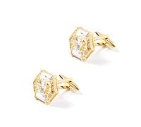 HAODUOO Men's Shirt Cufflinks High End Gold Hexagonal Diamond Inlaid Crystal Cufflinks French Cufflinks