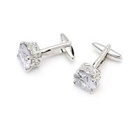 HAODUOO Men's Shirt Cufflinks Light Luxury Large Zircon Silver Square Shirt Cuff Nails