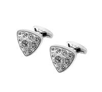 HAODUOO Men's Shirt Cufflinks Metal Cufflinks Simple Round Triangle Full Diamond White Crystal French Cufflinks