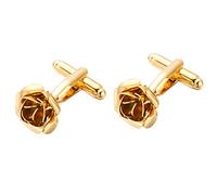 HAODUOO Men's Shirt Cufflinks Premium French Shirt Cufflinks Rose Cuff Nails Gold Flower Cuff Buttons