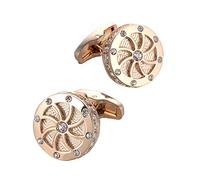 HAODUOO Men's Shirt Cufflinks Round Men's Cufflinks with Diamonds French Sleeve Nails Electroplated Rose Gold Sleeve Nails