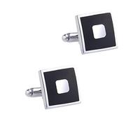 HAODUOO Men's Shirt Cufflinks Square Black Enamel Drip Paint Cufflinks for Business French Shirt Cufflinks