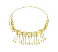 HAODUOO Metal Belly Dance Dress Belt Chains Long Tassel Carved Flower Waist Chain Women Turkish Jewelry(Gold)