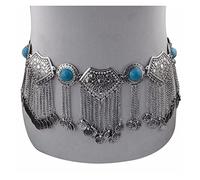HAODUOO Metal Boho Flower Bohemian Shimmy Dress Belt Belly Dance Waist Chain Coins Sexy Body