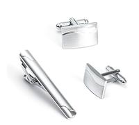 HAODUOO Metal Cufflinks Lavalier Set Men's French Tie Clip Cufflinks(B)