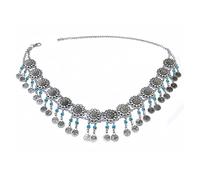 HAODUOO Metal Flower Coin Tassel Waist Chains Body Jewelry Belly Dance Belt Charm Body Chain Jewelry for Women Boho