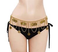 HAODUOO Necklaces Dangle Waist Belt Chain Tassel Harness Belly Dance Chains Women Body Jewelry Carved Coin Long Pendant