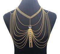 HAODUOO Necklaces Jewelry Halter Lingerie Show Girl Shoulder Necklace Bra Chain Harness Slave Full Body Chain Jewelry Women Gifts