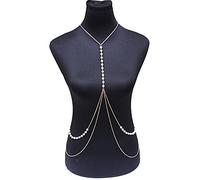 HAODUOO Necklaces Women Body Chain Gold Color Beach Bikini Back Body Waist Chain Imitation Back Bib Necklace & Pendants(Gold)