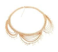 HAODUOO Necklaces Women Gypsy Color Gold Punk Link Chain Belly Dance Body Bikini Leaf Long Tassel Belt Waist Body Jewelry