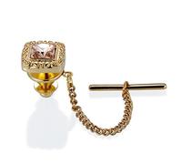 HAODUOO Patrón cuadrado Corbata de diamantes de imitación Pin fijo Cadena Estilo palaciego Collar pequeño Hebilla Broche for vestido de novia(E)