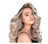 HAODUOO Peluca de Pelo sintético Largo y Rizado en Color Dorado con Parte Media Compatible con Pelucas Delanteras de Encaje Motown Tress